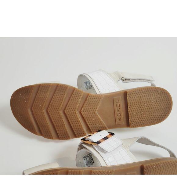 SOREL Ella III Slingback Sandals in Chalk/Gum, sz 9.5